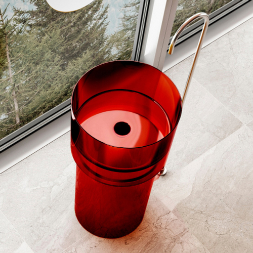 Раковина отдельностоящая прозрачная ABBER Kristall AT2701Rubin красная