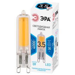 Лампочка светодиодная ЭРА STD LED JCD-3,5W-GL-840-G9 G9 3,5Вт капсула нейтральный белый свет | Лампы cветодиодные Капсульные (G4, G9)