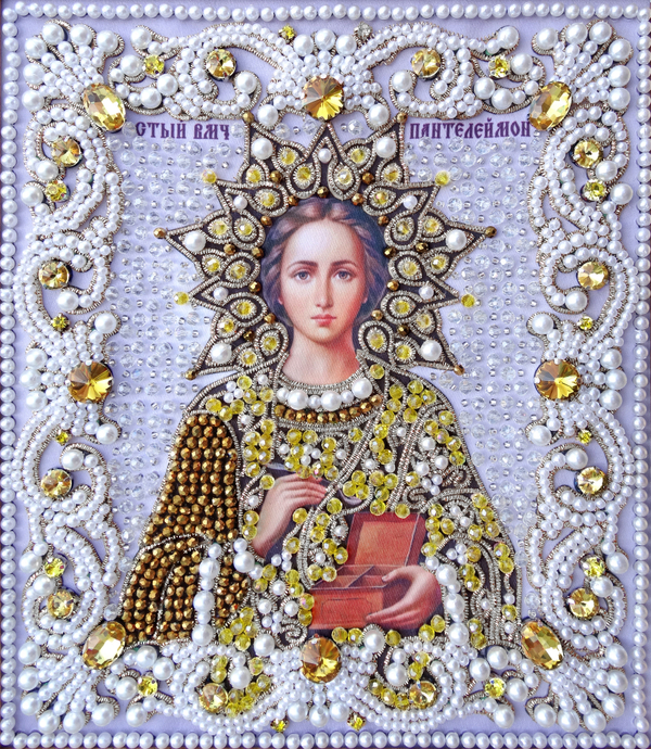 ЖС-3-СЖ Набор для вышивания хрустальными камнями Пантелеймон целитель (желтый)