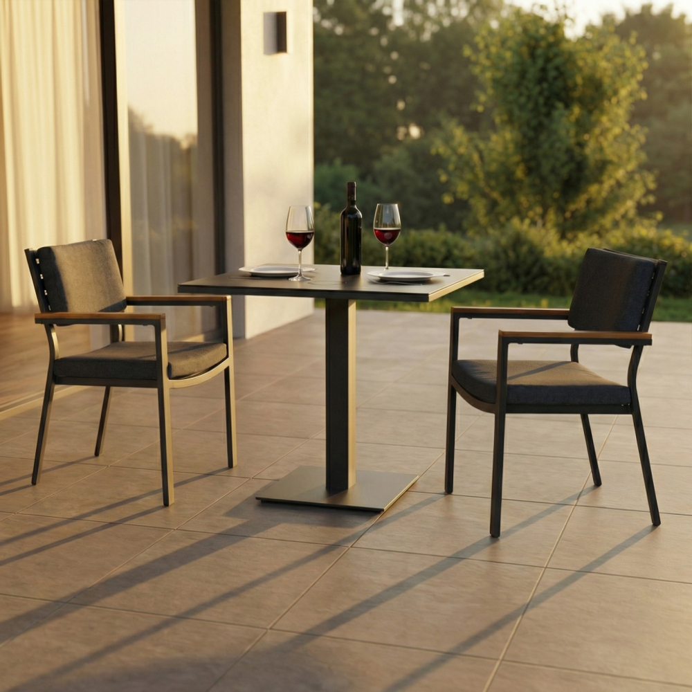 Стол обеденный Ideal Patio КАНА алюминий, стекло 80x80 см (1 ножка)