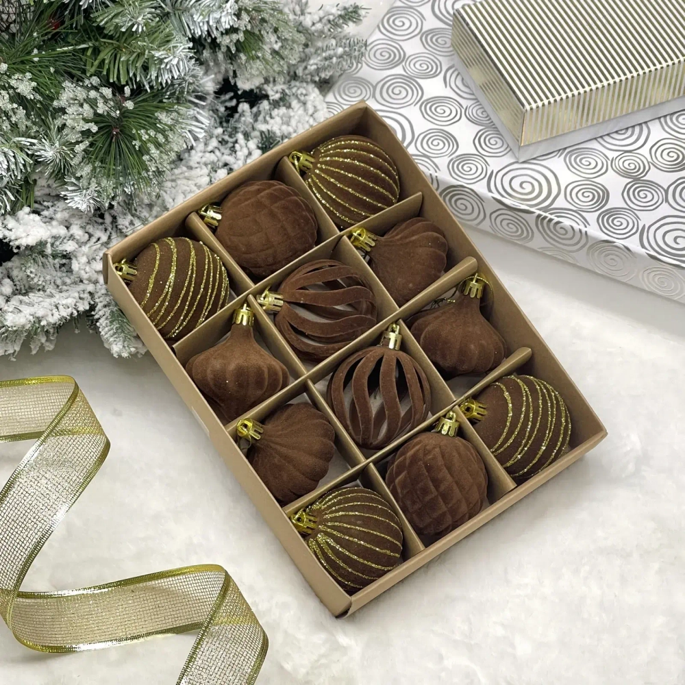 Набор елочных украшений VELOUR «Восточная ночь» 6 см (набор 12 шт), Шоколад