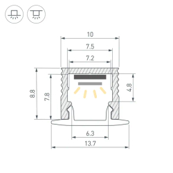 Профиль SL-MINI-10-3000 ANOD (Arlight, Алюминий) 064305