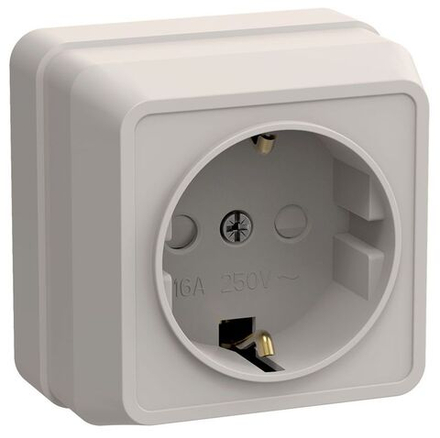 Розетка 1-м ОП Октава РСш20-3-ОКм 16А IP20 с заземл. защ. шторки крем. GENERICA ERO14-K33-16-DC