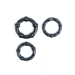 Набор из 3 рельефных эрекционных колец черного цвета (Цвет: черный)