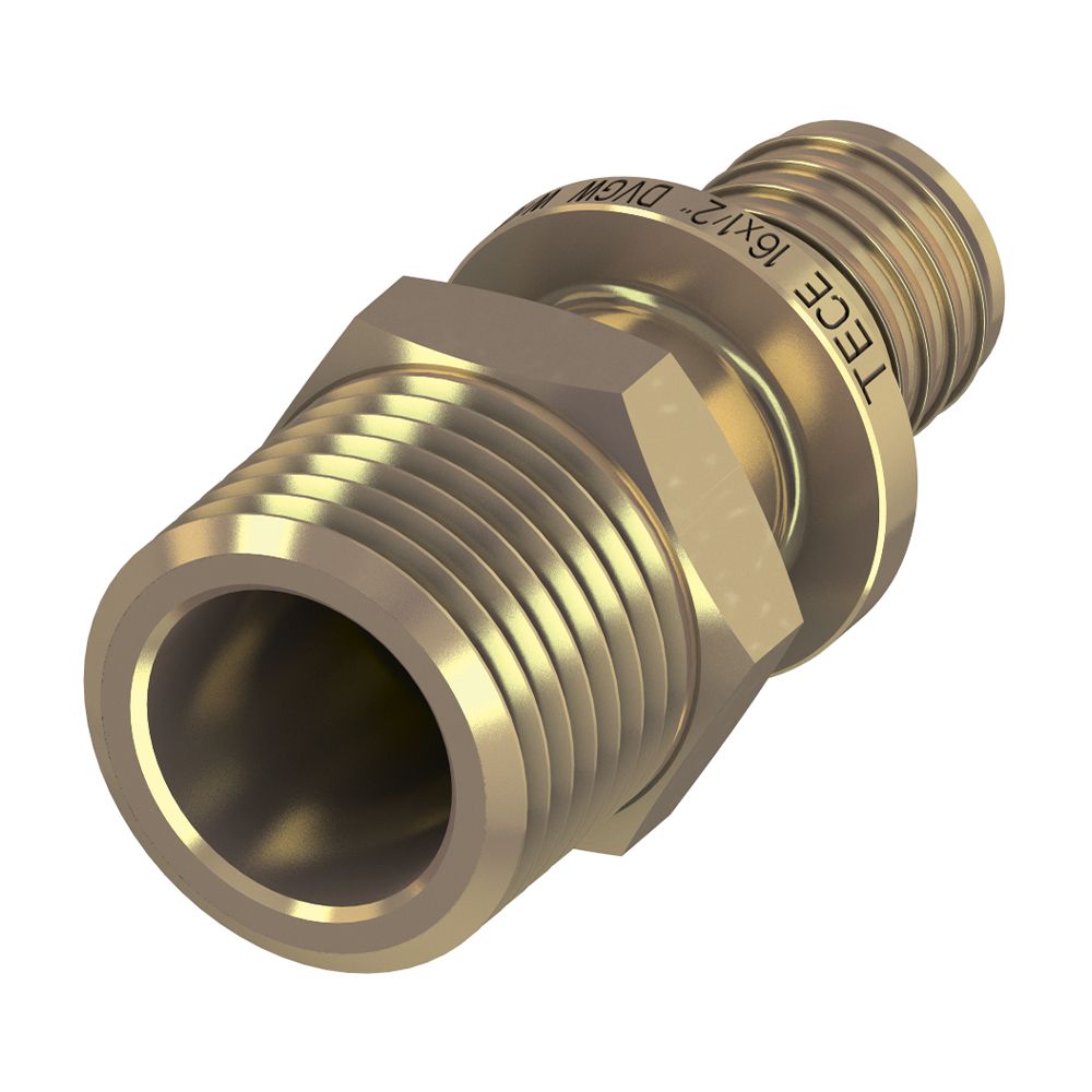 Соединение прямое с ниппелем TECEflex, латунь 32 x R 1"