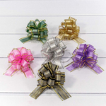 Бант Шар 3см Набор 6 шт "Граффити" с органзой и золотой полосой (Микс)