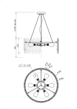 Подвесная люстра Maytoni MOD136PL-06BS