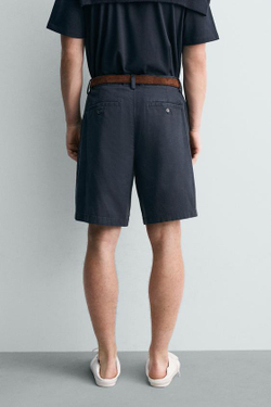 ZARA ШОРТЫ REGULAR FIT СО СКЛАДКАМИ, МОРСКОЙ СИНИЙ