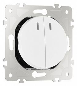 Выключатель двухклавишный с подсветкой без рамки Arte Milano 202 202.31-2.white