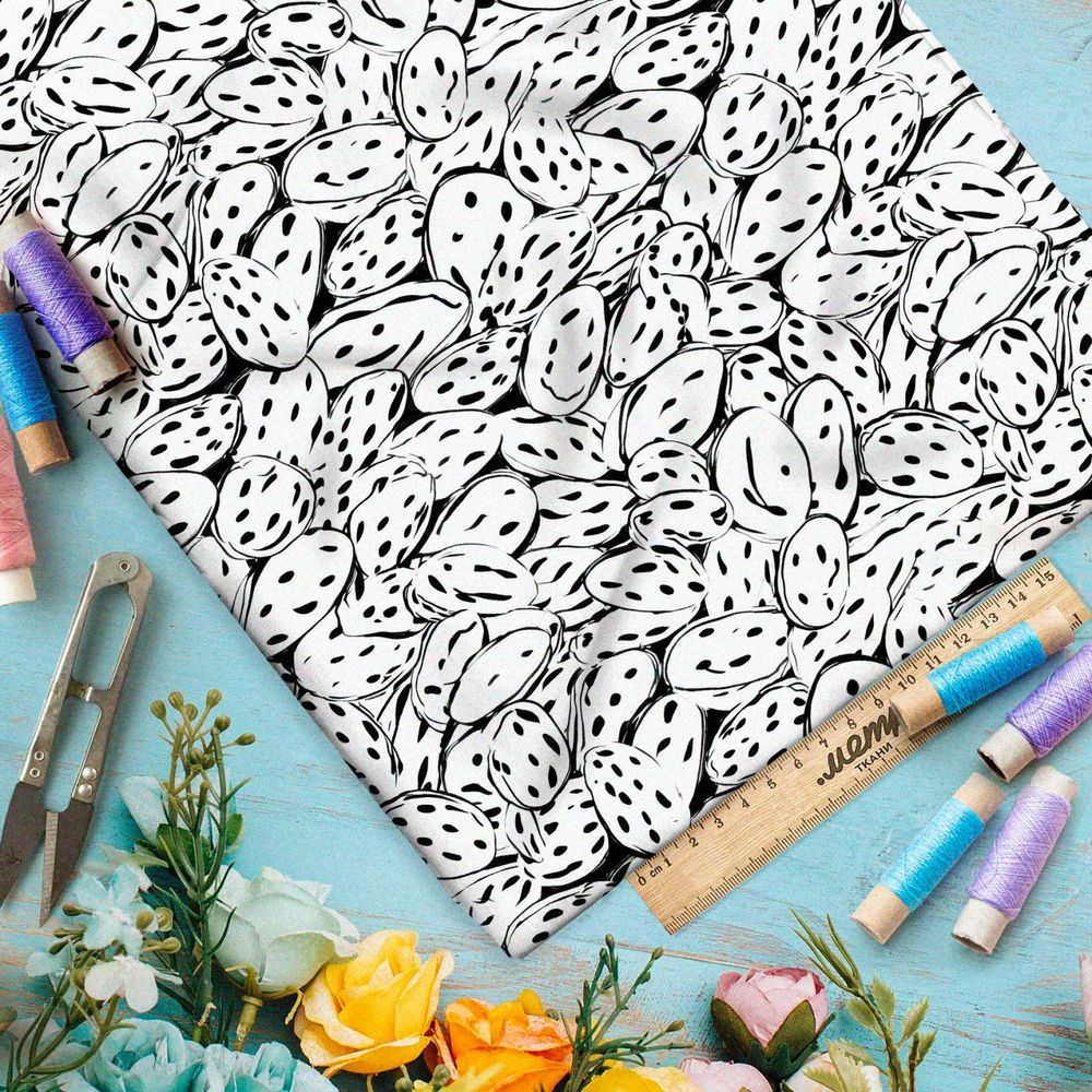 Ткань премиум мембрана черно-белый марш