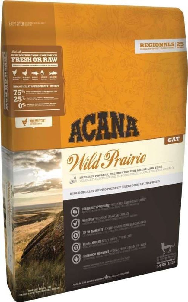 *ACANA WILD PRAIRIE CAT 340г беззерновой корм для котят и кошек с курицей (новая формула 75/25)