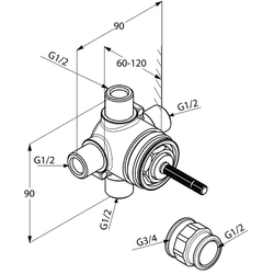 Скрытая часть переключатель на 2 положения Kludi Ambienta 29747 схема