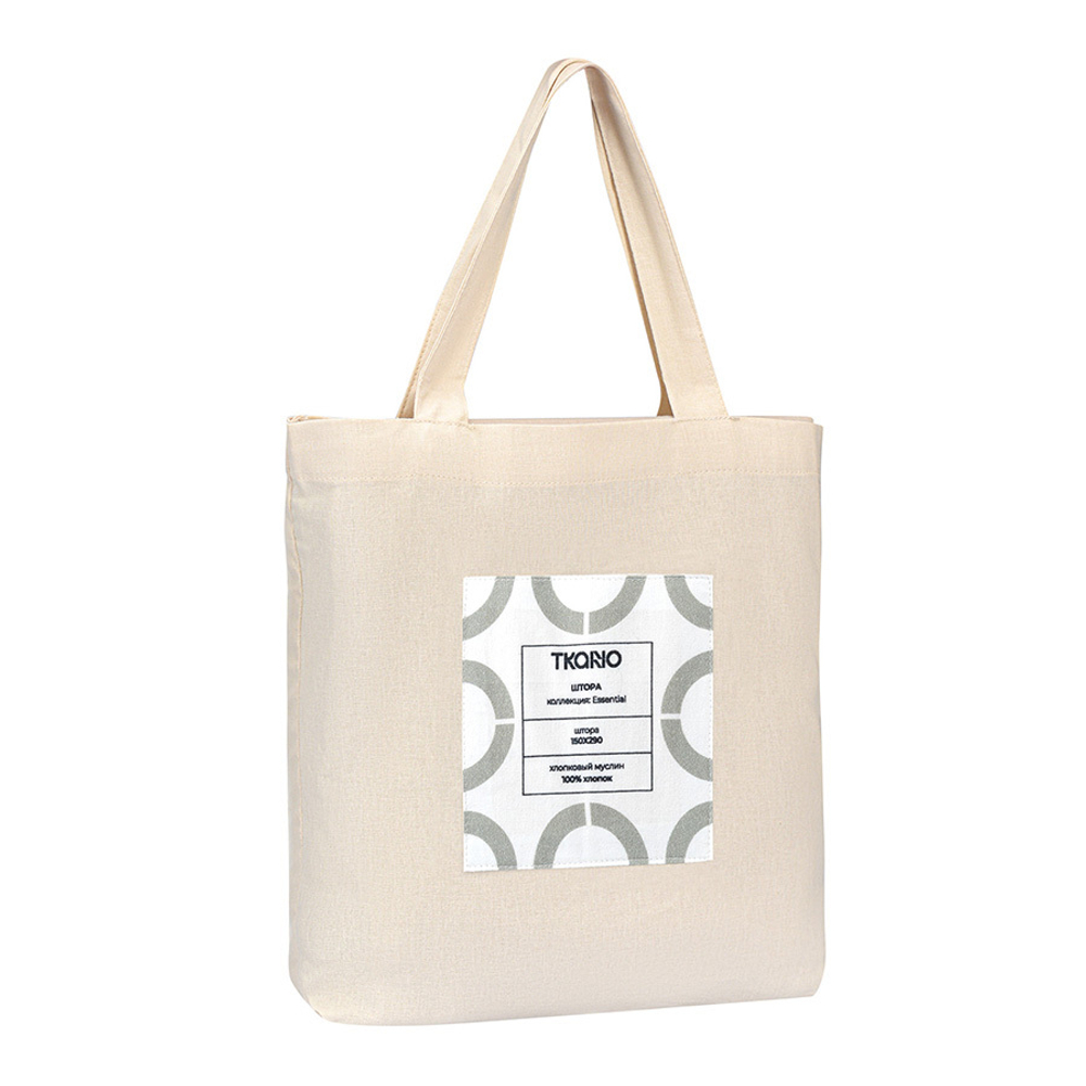 Штора из муслина бежево-серого цвета из коллекции essential, 150х290 см