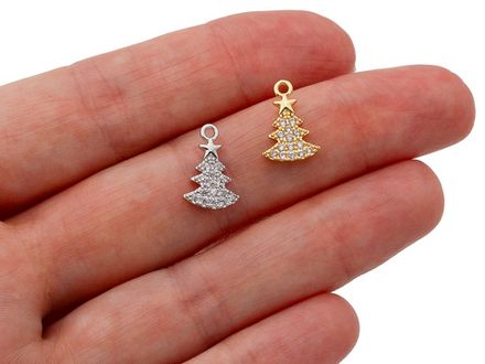 Подвеска "Ёлочка" 13,5мм, со стразами
