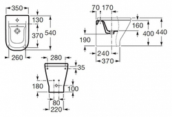 Биде напольное приставное Roca The Gap схема