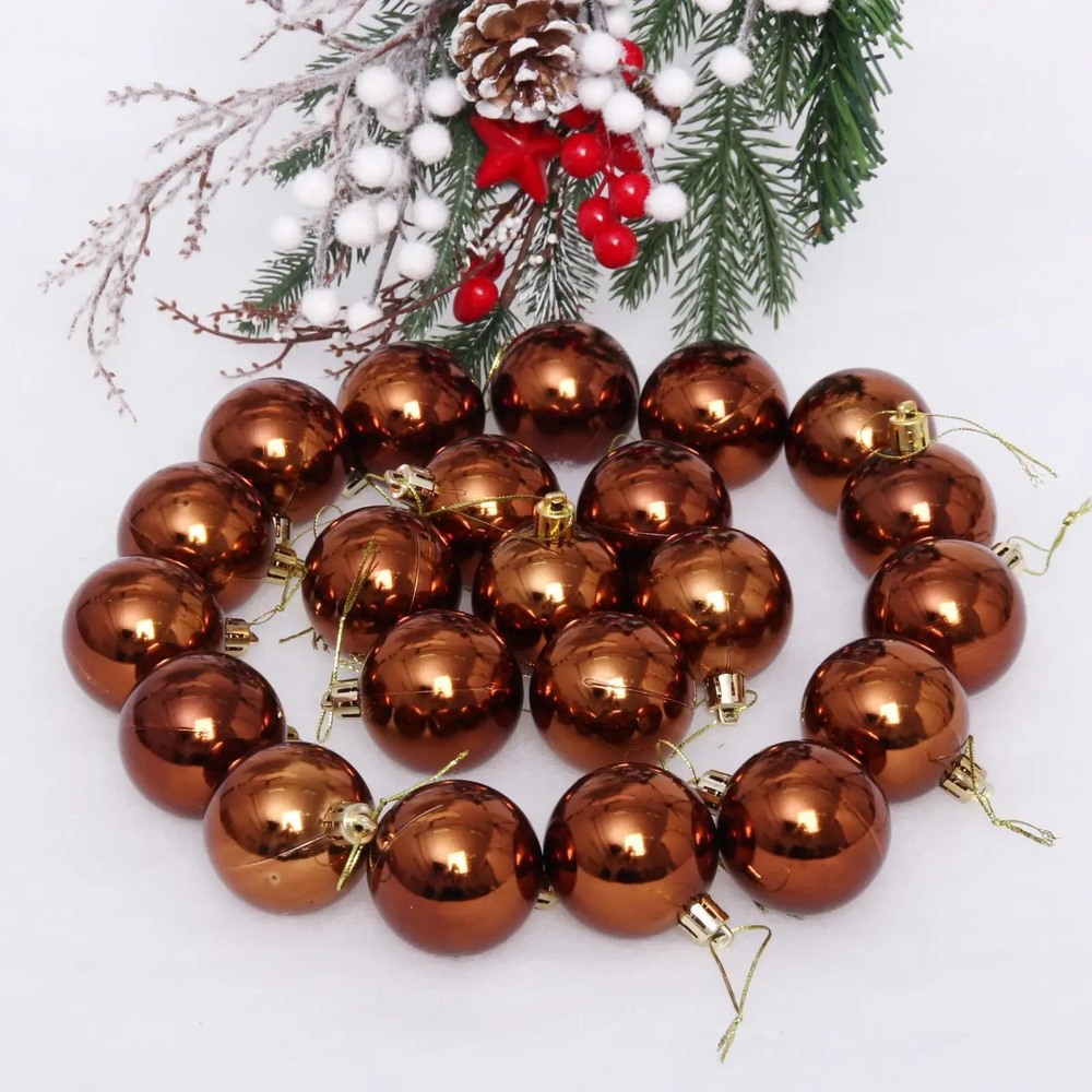Новогодние шары 5 см (набор 24 шт) «Глянец», шоколад