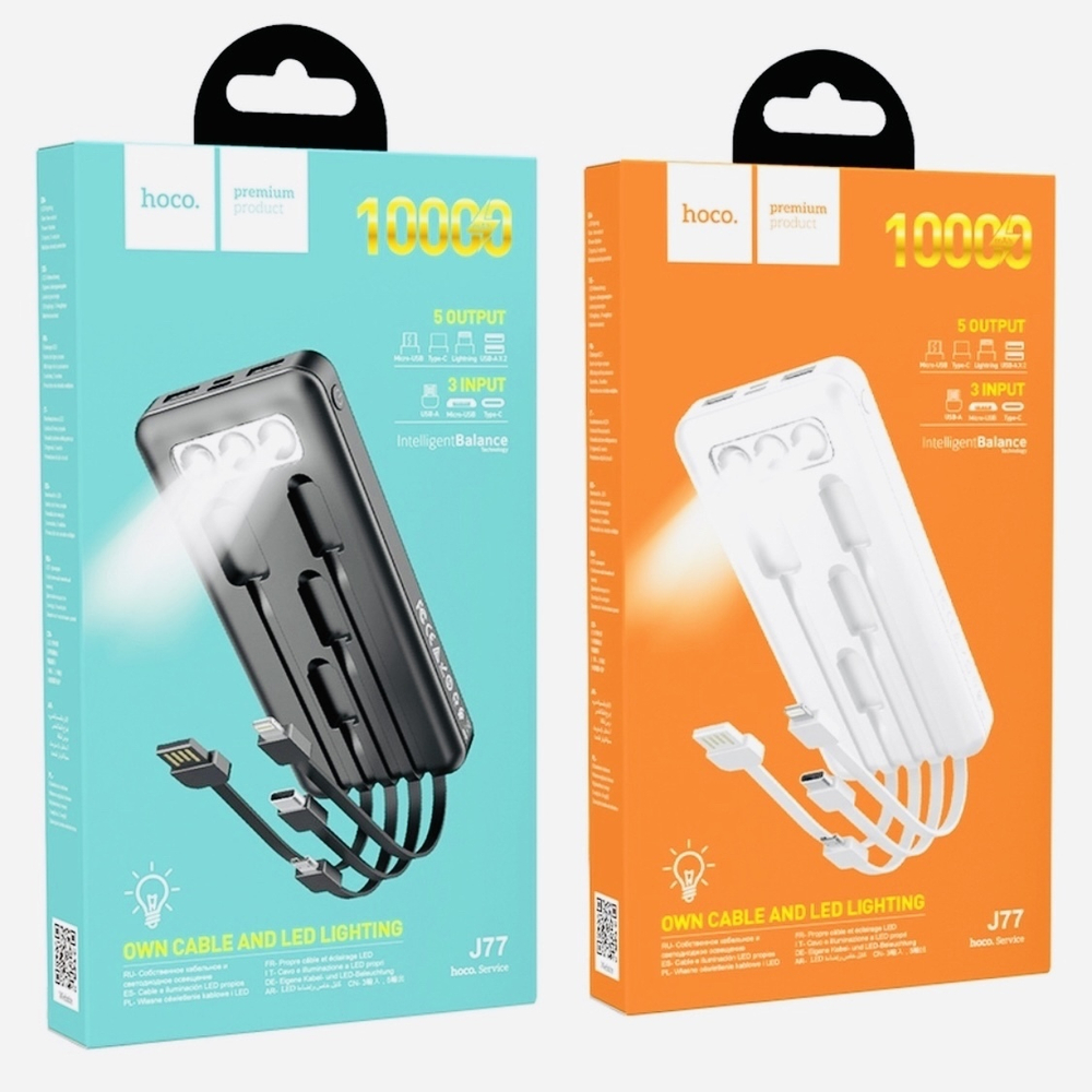 Power Bank 10000mAh, Hoco J77, черный