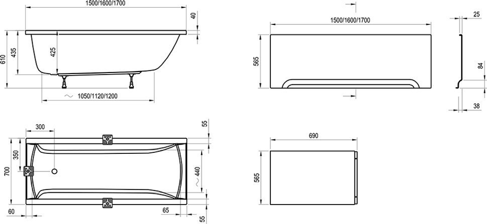 Ванна CLASSIC 150x70 N белая