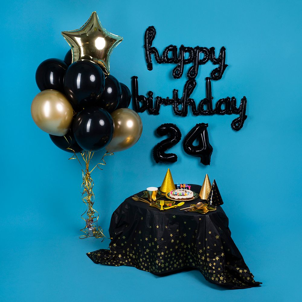 Шар с клапаном (16''/41 см) Мини-цифра, 4, Черный, 1 шт.