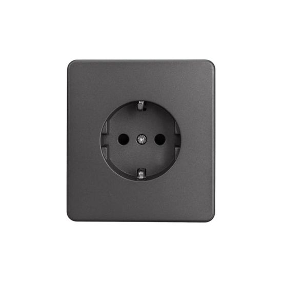 Розетка ROUND 1-ая с/з с/у, со шторками 16А титан KRANZ