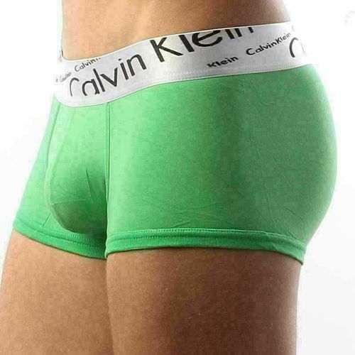 Мужские трусы боксеры зеленые с косой резинкой Calvin Klein Steel Boxer Italics Green