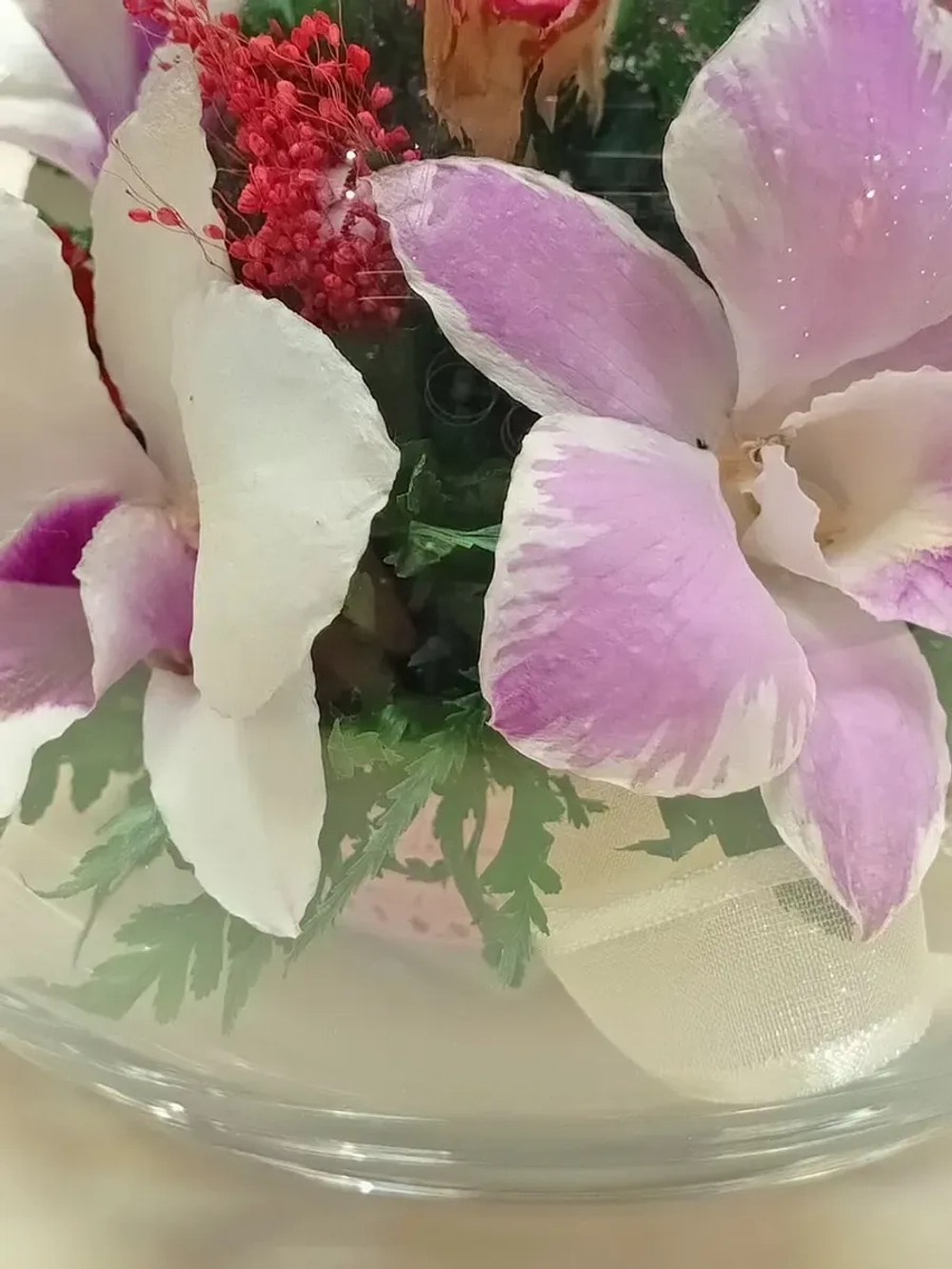 натуральные цветы в стекле, вакуум