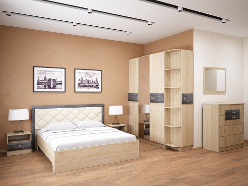 Спальня Мадлен. Комплект 1, дуб шале серебро