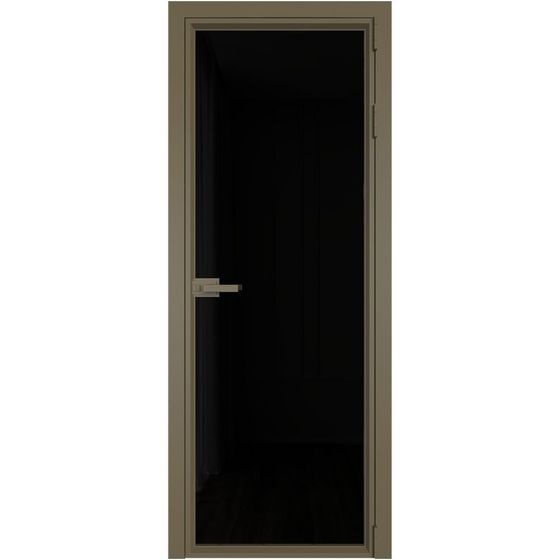 Алюминиевая дверь 1AV шампань стекло чёрный триплекс