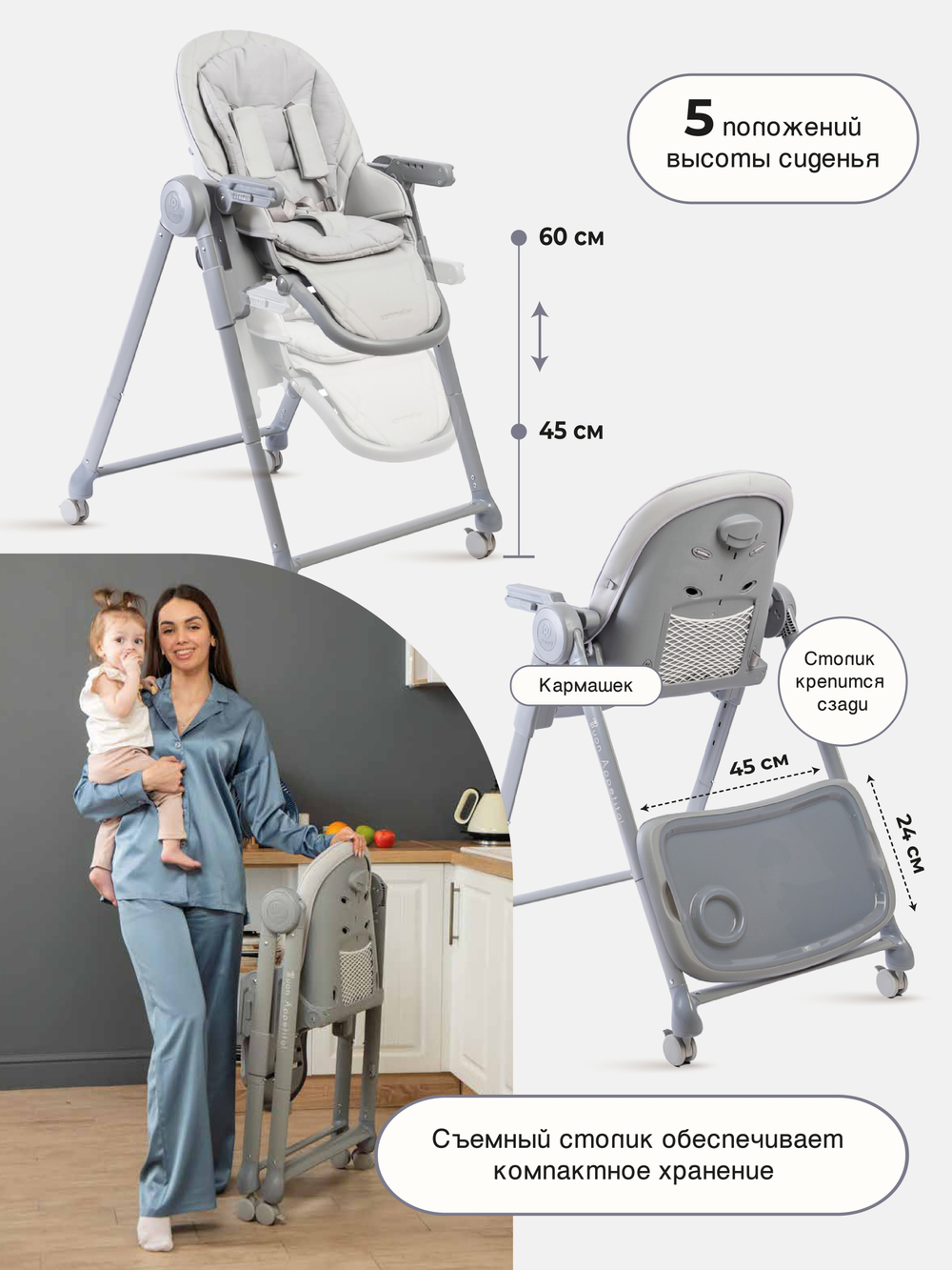 Peppy Стул для кормления Sommelier 2.0 Grey