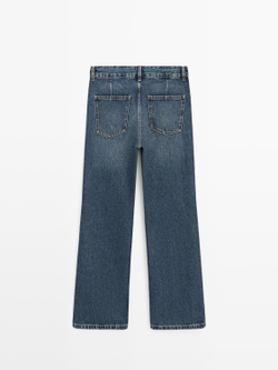 Massimo Dutti Джинсы средней посадки с расклешенным кроем, средне-синий