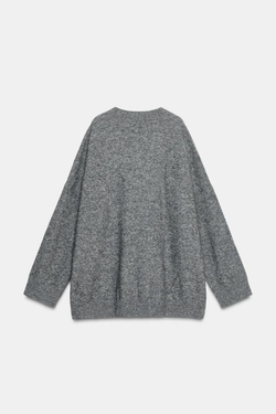 ZARA ШЕРСТЯНОЙ СВИТЕР ОВЕРСАЙЗ, СЕРЫЙ МЕЛАНЖ