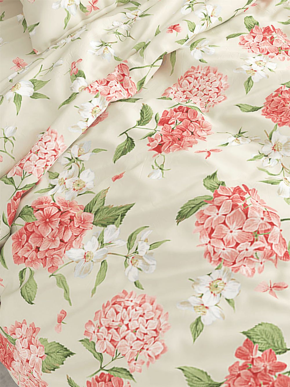 Постельное белье перкаль Сказка "Гортензия/Жасмин" евро Наволочка 50x70 см 2 шт Простынь 240x215 см Пододеяльник 200x215 см