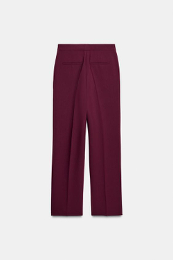ZARA БРЮКИ ПРЯМОГО КРОЯ С ВЫСОКОЙ ПОСАДКОЙ, БУРГУНДИ