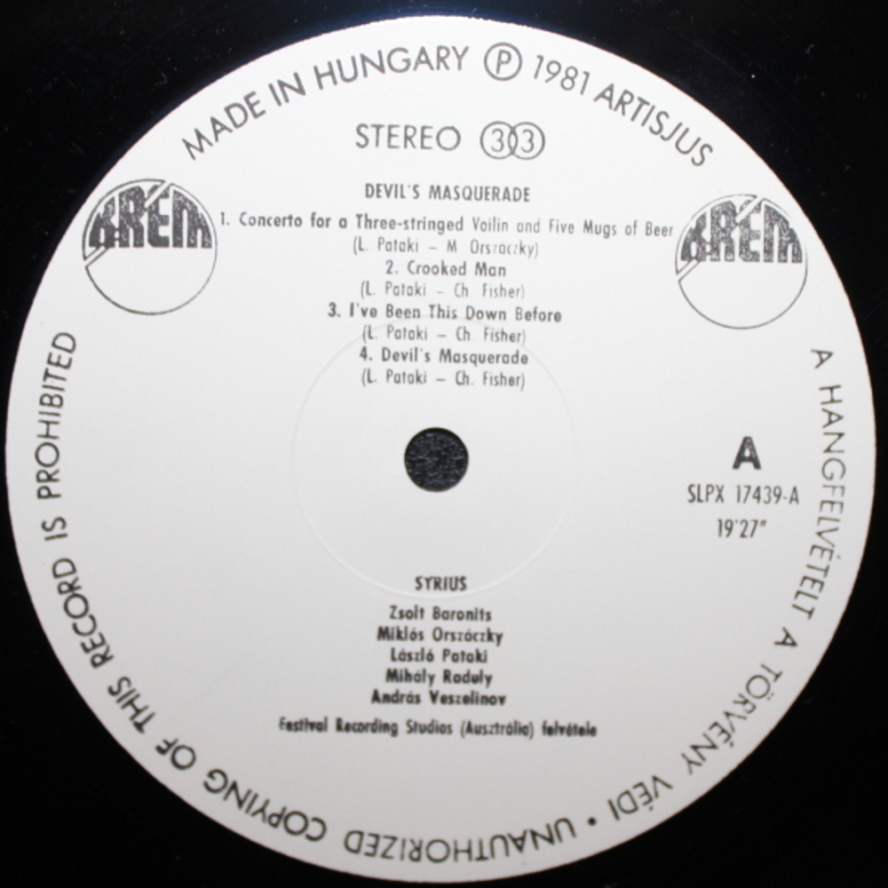 Syrius / Az Ordog Alarcosbalja (LP)