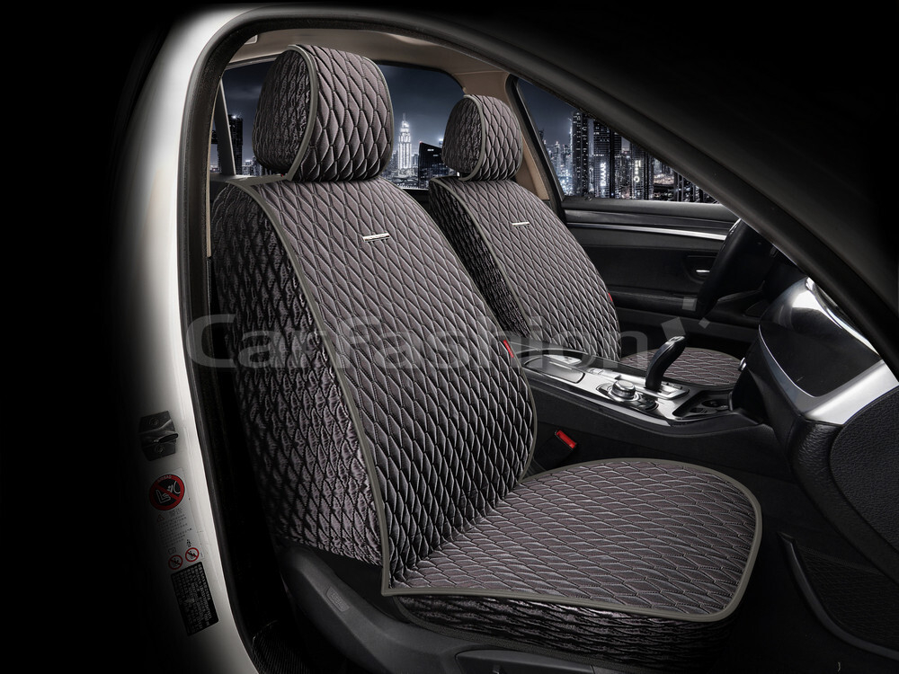 Накидки сидений Перед CarFashion (2шт) -Фронт «ICEBERG FRONT» 26187 -ШЕЛК иск серый/серый/т.серый