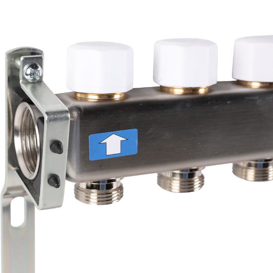 Коллектор Rommer 1"x3/4" на 10 контуров с расходомерами и запорными клапанами RMS-1201-000010