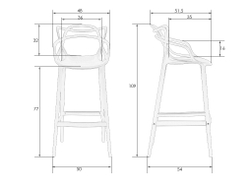 Набор 3 шт Стул барный DOBRIN MASTERS BAR, тёмно-серый (GR-04)