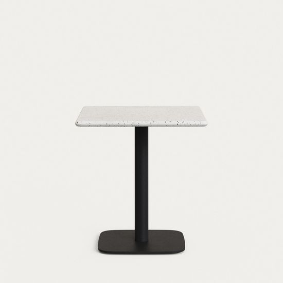 Барный стол Saura из черного металла со столешницей из белой терраццо