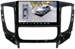 Магнитола для Mitsubishi L200 5 2015-2019 (климат), Pajero Sport 3 2016-2023 (МКПП), FIAT Fullback - FarCar BX1198M-360 монитор 9.5" 2K QLED на Android 13, 6Гб+128Гб, CarPlay, 4G SIM-слот, 4 камеры в комплекте