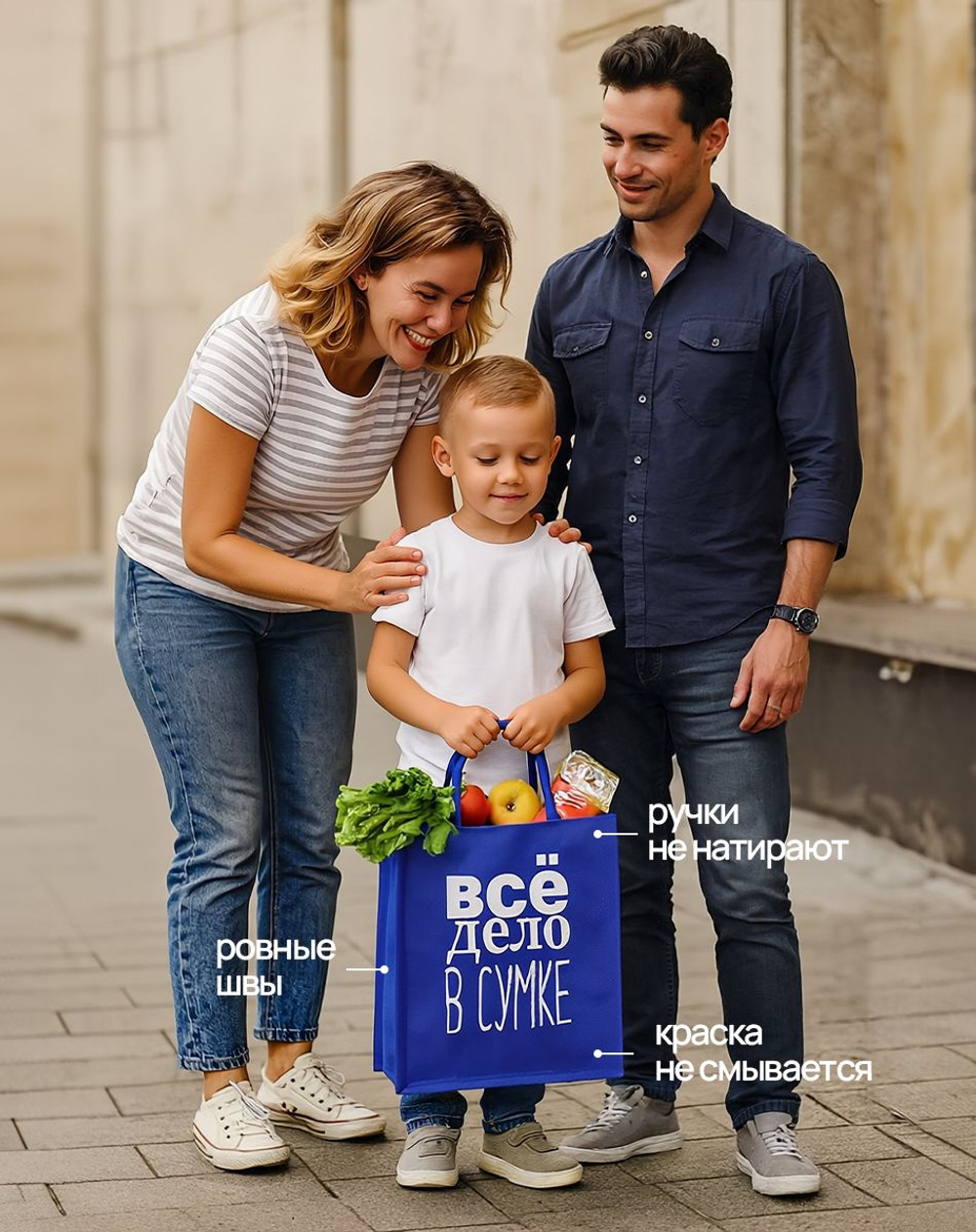 Сумка женская василькового цвета с синими ручками.