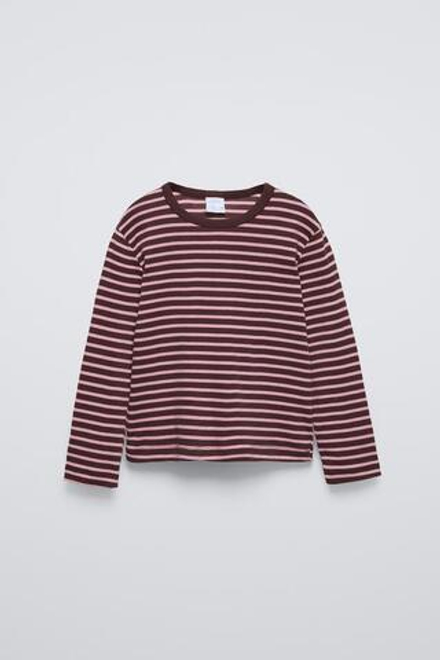 ZARA ФУТБОЛКА В ПОЛОСКУ, РОЗОВЫЙ/БЕЛЫЙ