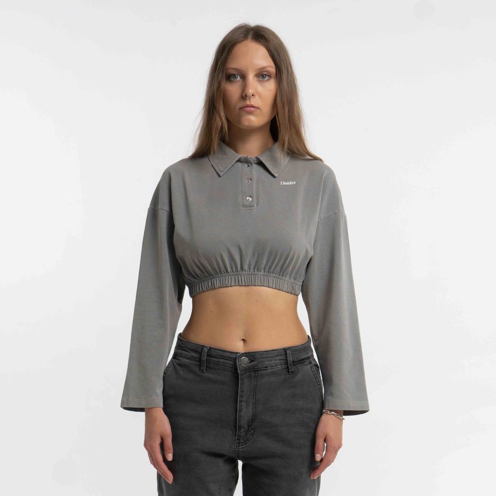 Купить Поло Dissident Crop OG Logo in Garment Dyed Grey Поло Dissident Crop OG Logo in Garment Dyed Grey