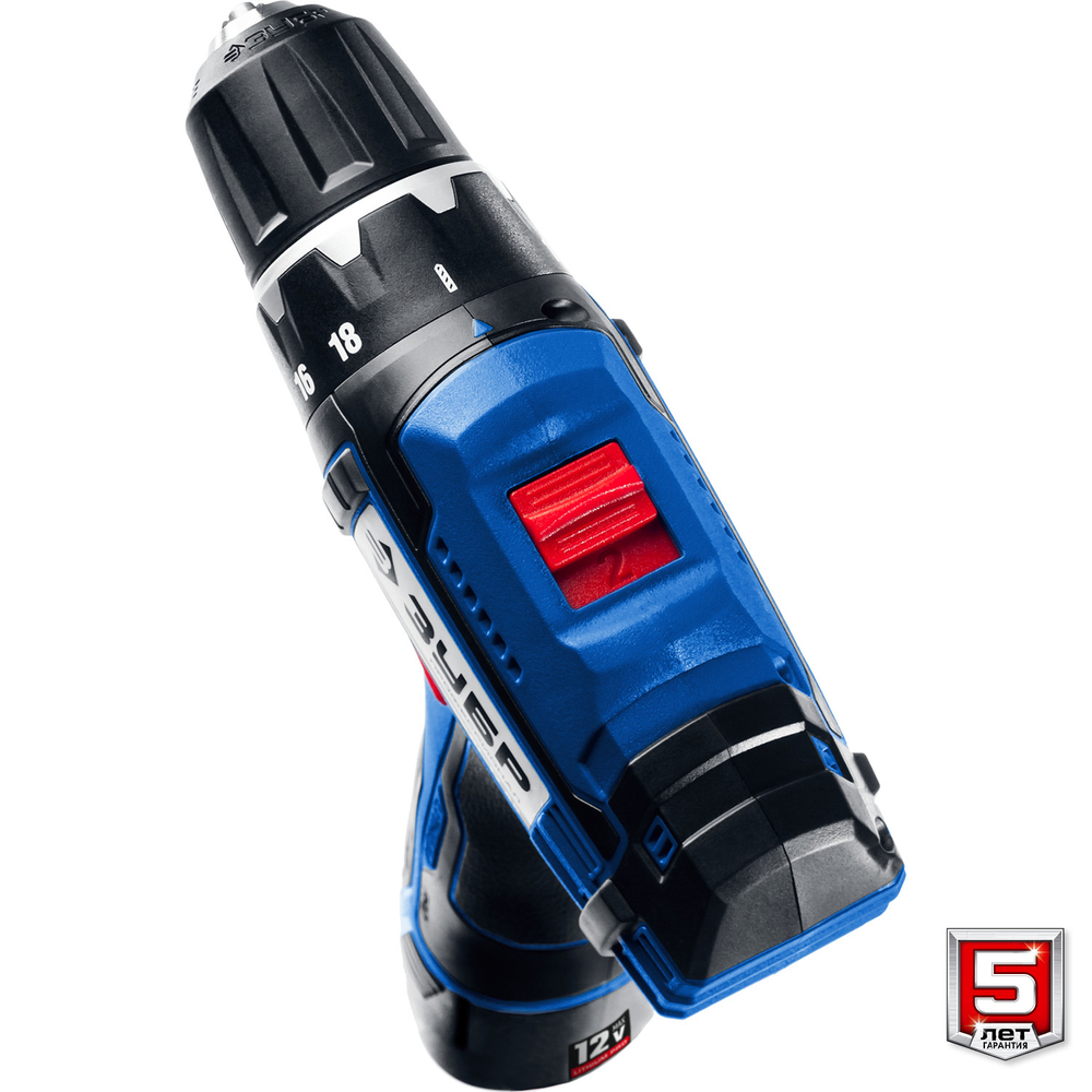 Дрель-шуруповерт Зубр Профессионал DL-121-22F с LED фонарем 12В 2х2 Ач