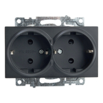 Розетка 2-местная с/з (механизм), STEKKER GLS16-7114-05, 250В, 16А с защитной шторкой, серия Катрин, черный 39612