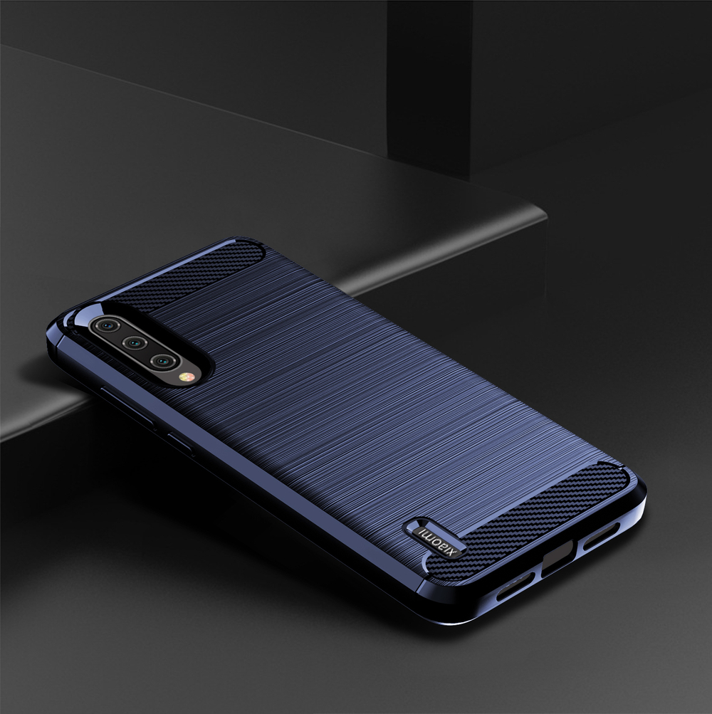 Чехол для Xiaomi Mi 9 Lite (A3 Lite, CC9) цвет Blue (синий), серия Carbon от Caseport