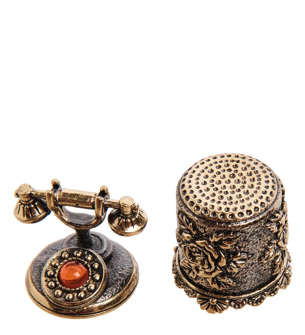 AM-2999 Наперсток «Телефон» (латунь, янтарь)