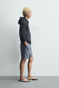 ZARA ШОРТЫ ИЗ ТВИЛА RELAXED FIT, ГОЛУБОЙ