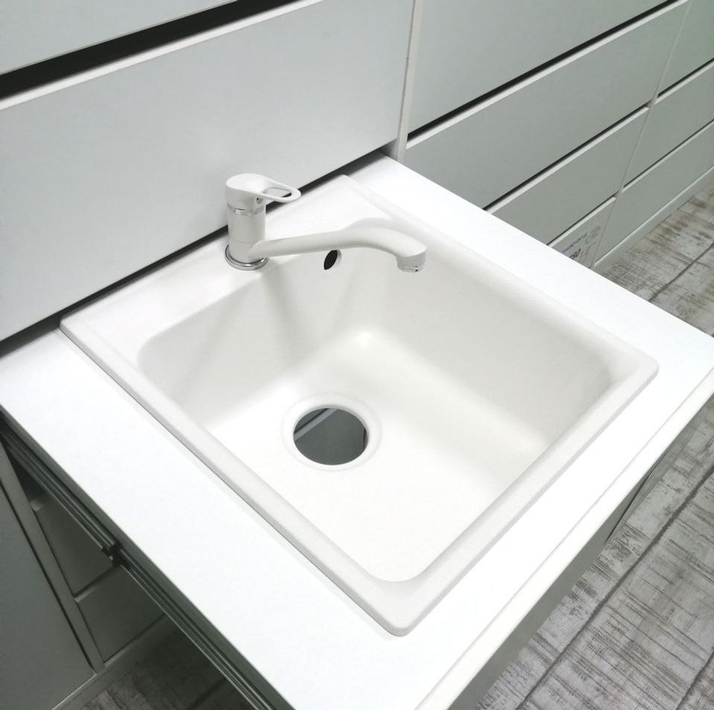 Мойка QUARTZBOND BOND-430 туман (белый), смеситель SKS1 белый