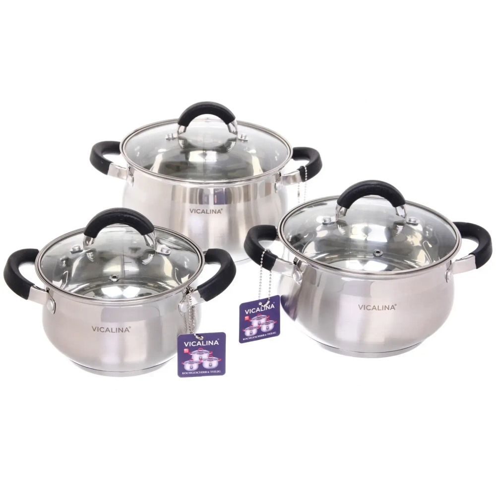 Набор посуды из нержавеющей стали VICALINA 3 предмета (3 кастрюли 2,1л, 2,9л, 3,9л) VL-811