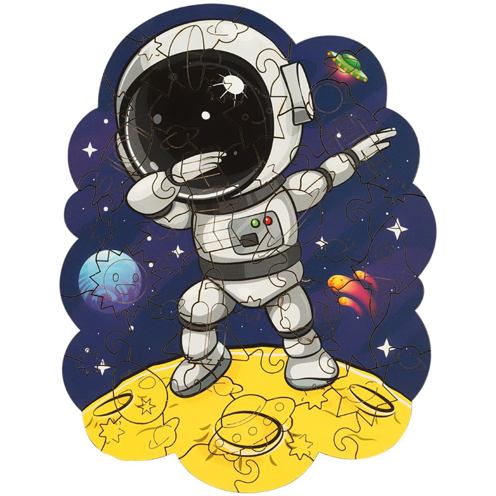 Деревянный пазл в рамке ТРИ СОВЫ "Космонавт", 45 элементов